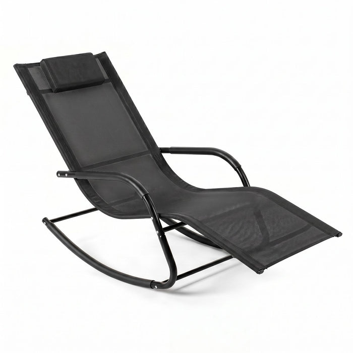 Patio Lounge Chair with Detachable Headrest and Curved Armrests for Garden