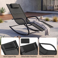 Patio Lounge Chair with Detachable Headrest and Curved Armrests for Garden