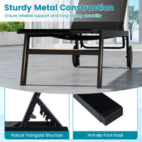 Patio Chaise Lounge Chair with Wheels and 6-Level Adjustable Backrest-Black