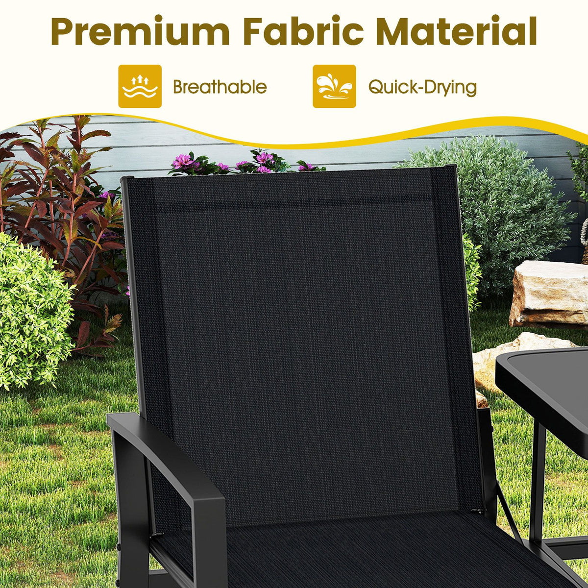 Patio Loveseat with Built-in Table and Heavy Duty Metal Frame