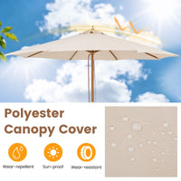 Patio Sunshade Umbrella with Pulley Lift and Bamboo Ribs
