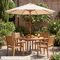 Patio Sunshade Umbrella with Pulley Lift and Bamboo Ribs