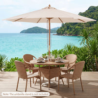 Patio Sunshade Umbrella with Pulley Lift and Bamboo Ribs