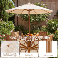 Patio Sunshade Umbrella with Pulley Lift and Bamboo Ribs