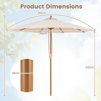 Patio Sunshade Umbrella with Pulley Lift and Bamboo Ribs