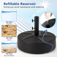 Patio Umbrella Base 40kg Capacity Water and Sand Fillable Umbrella Stand