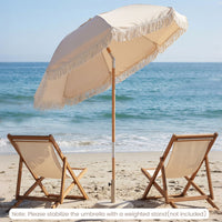 Wood Pole Market Umbrella with 8 Ribs Air Vent for Yard or Poolside
