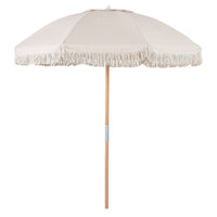 Wood Pole Market Umbrella with 8 Ribs Air Vent for Yard or Poolside