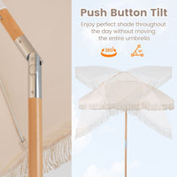Wood Pole Market Umbrella with 8 Ribs Air Vent for Yard or Poolside