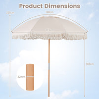 Wood Pole Market Umbrella with 8 Ribs Air Vent for Yard or Poolside
