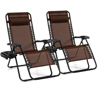 Patio Zero Gravity Lounge Chair with Cup Holder & Removable Pillow