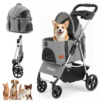 3-in-1 Pet Stroller for Dogs with Detachable Carrier and Cup Holder