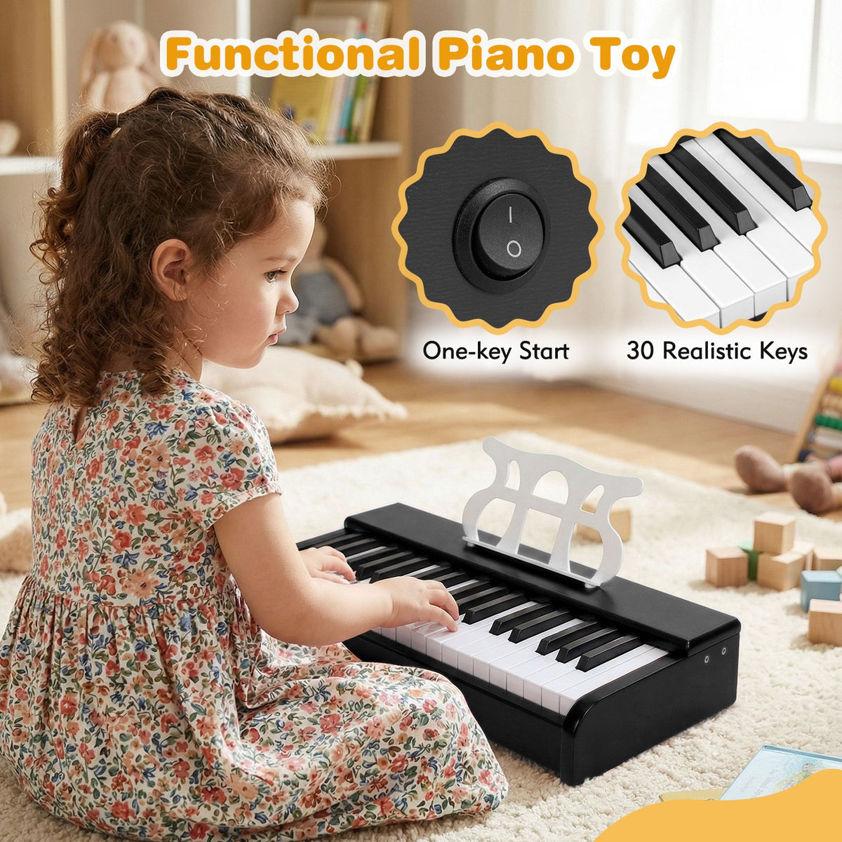 30 Keys Mini Digital Piano with Removable Music Stand for Boys and Girls