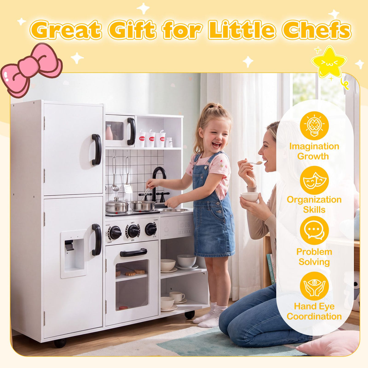 Play Kitchen for Kids Wooden Kids Play Kitchen with Water Dispenser