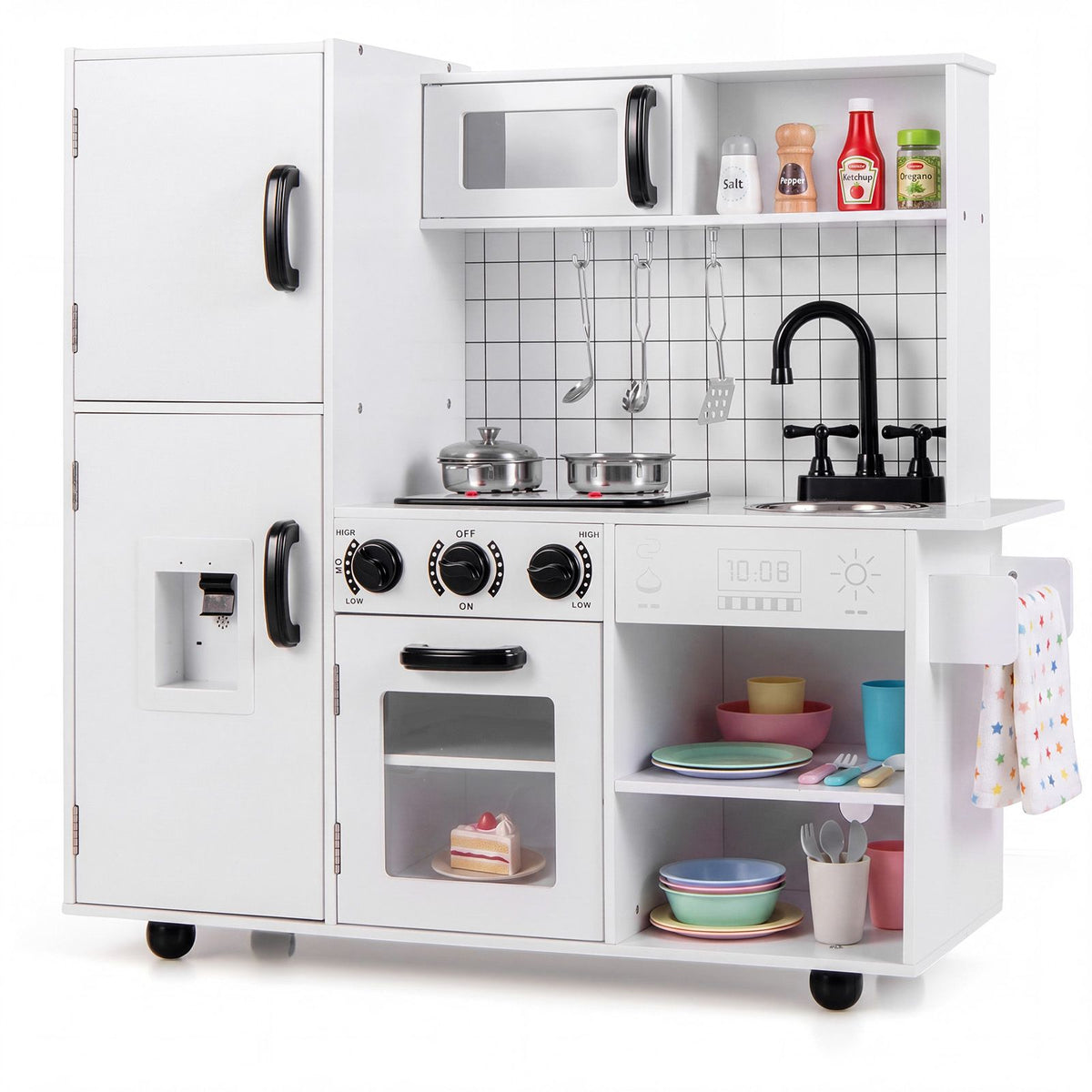 Play Kitchen for Kids Wooden Kids Play Kitchen with Water Dispenser