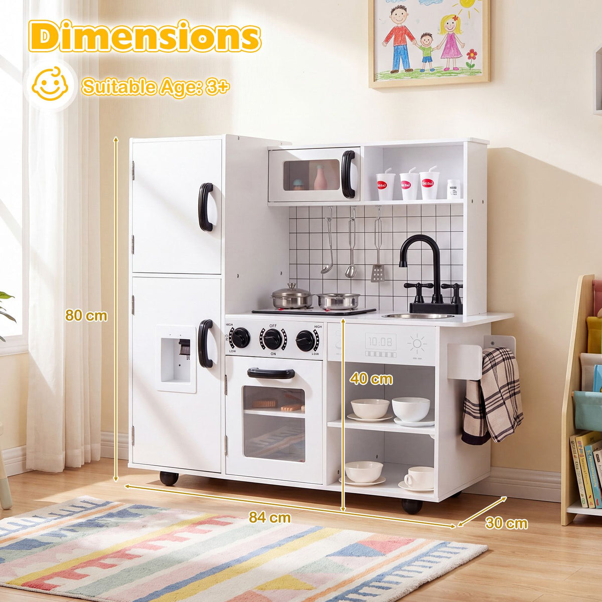 Play Kitchen for Kids Wooden Kids Play Kitchen with Water Dispenser