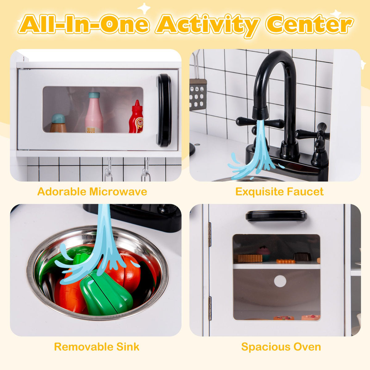 Play Kitchen for Kids Wooden Kids Play Kitchen with Water Dispenser
