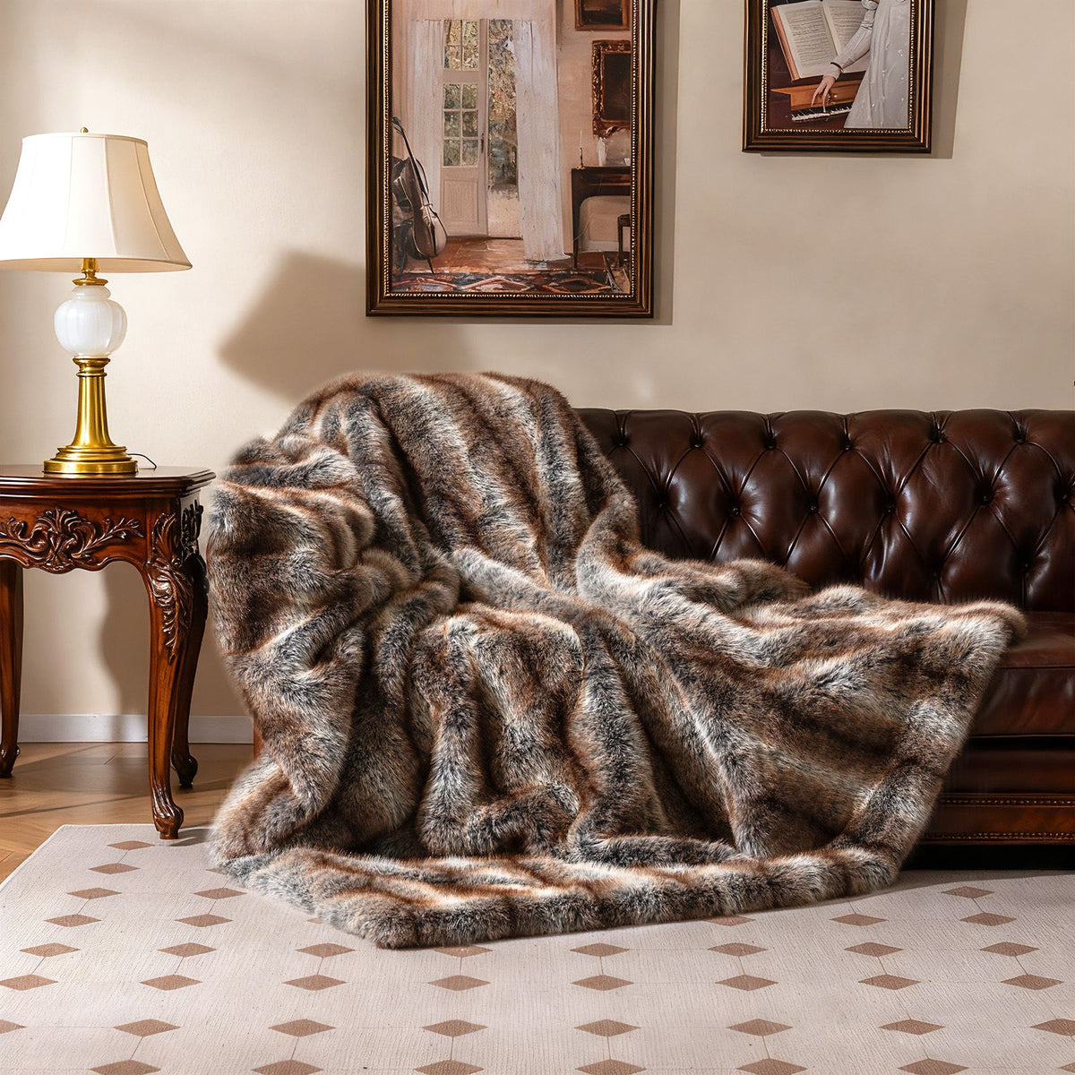 780GSM Soft Plush Fuzzy Luxury Faux Fox Fur Blanket for Bed Sofa