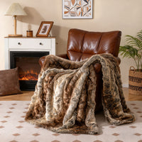 760GSM Soft Plush Fuzzy Luxury Faux Raccoon Fur Blanket for Bed