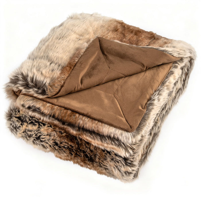 760GSM Soft Plush Fuzzy Luxury Faux Raccoon Fur Blanket for Bed