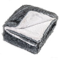 740GSM Soft Plush Fuzzy Luxury Faux Wolf Fur Blanket for Bed