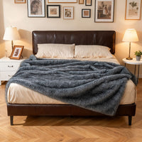 740GSM Soft Plush Fuzzy Luxury Faux Wolf Fur Blanket for Bed