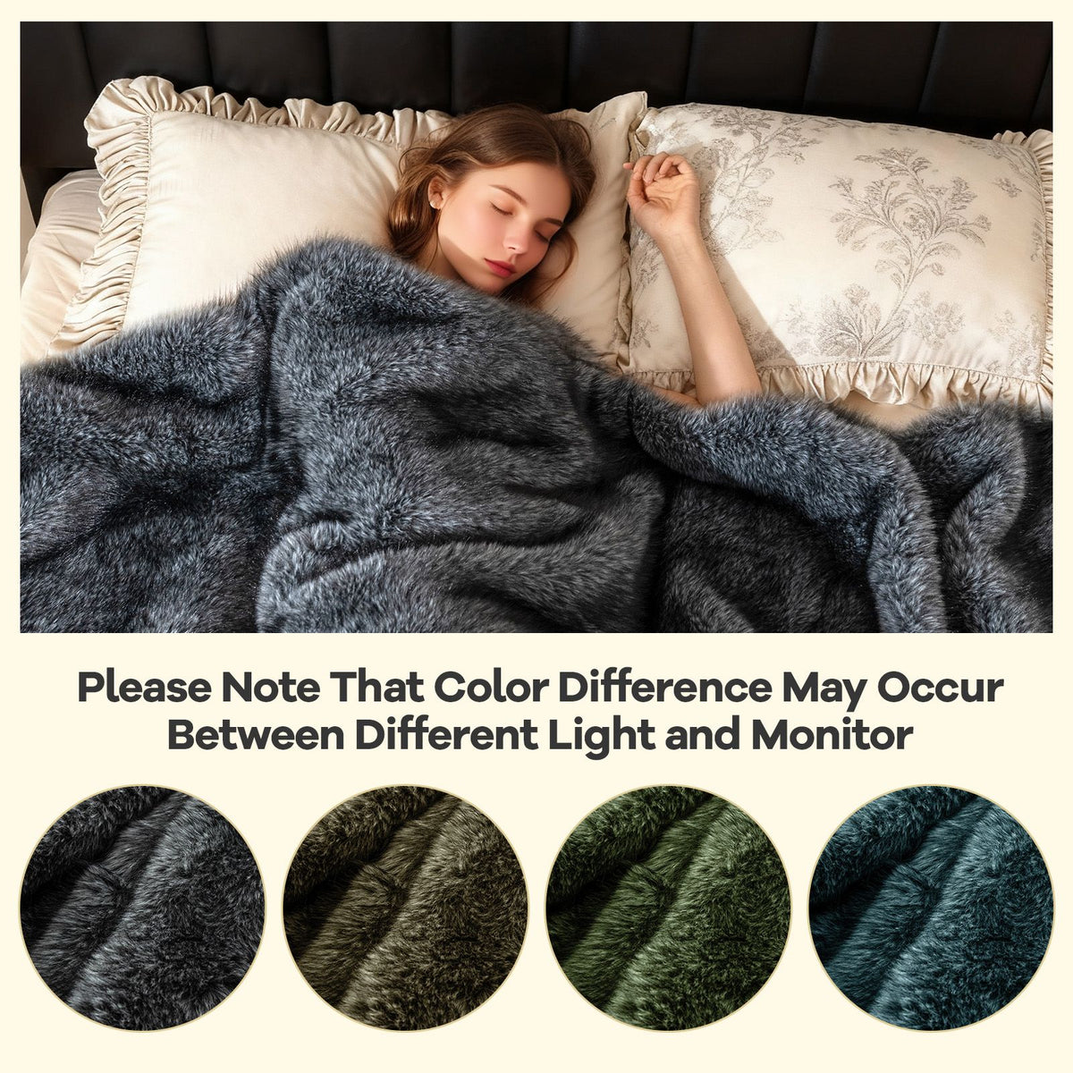 740GSM Soft Plush Fuzzy Luxury Faux Wolf Fur Blanket for Bed