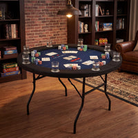 8 Player Foldable Poker Table with Metal Legs and 8 Cup Holders