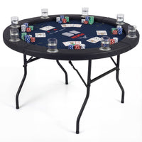 8 Player Foldable Poker Table with Metal Legs and 8 Cup Holders