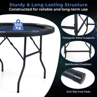 8 Player Foldable Poker Table with Metal Legs and 8 Cup Holders