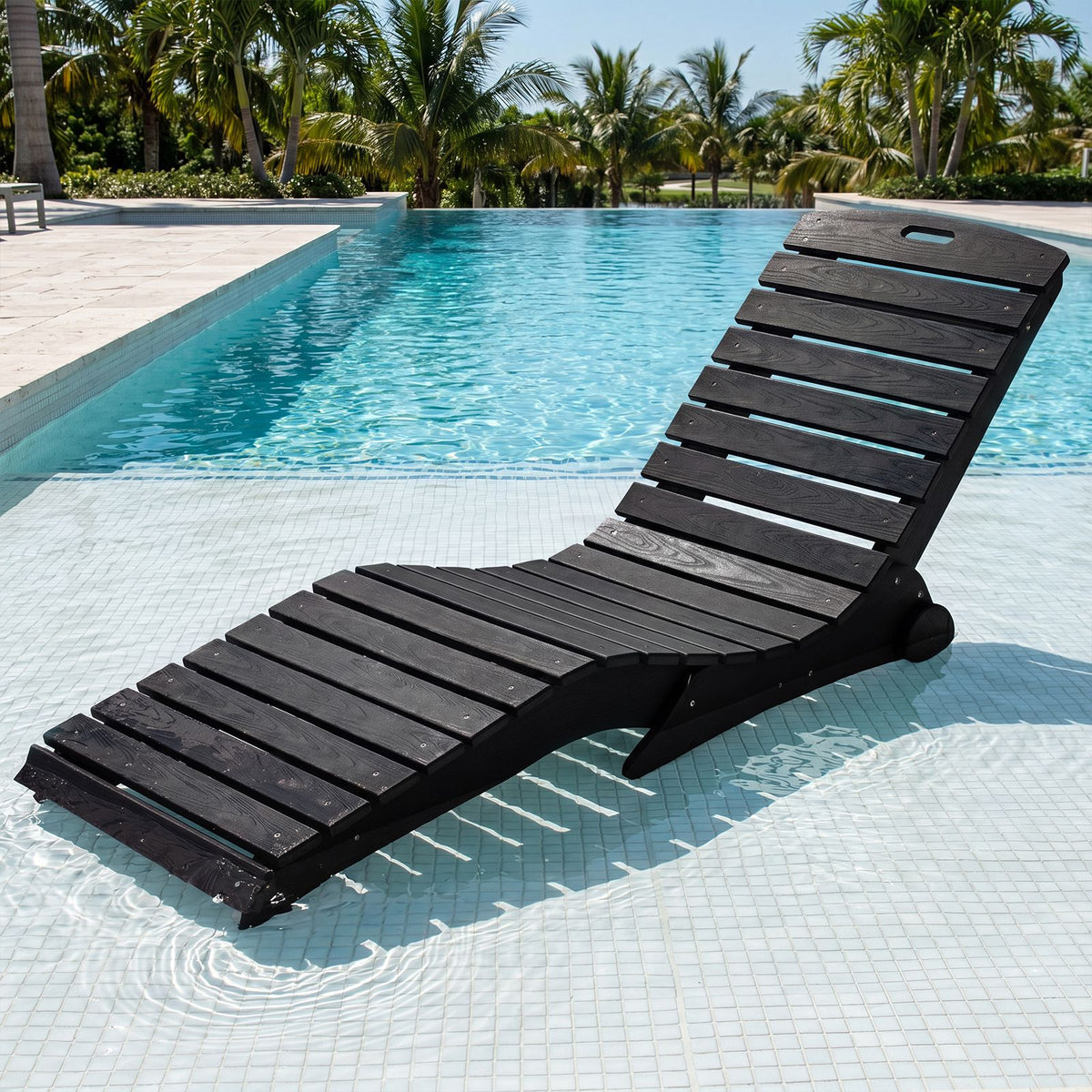 Ergonomic Pool Lounger with Wheels Anti-Float for Shallow Water Use