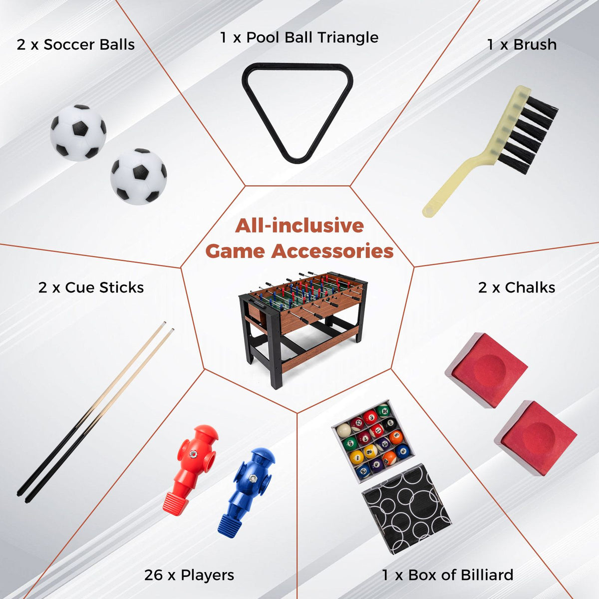 2-in-1 Foosball and Pool Combo with Metal Frame and Game Accessory Pack