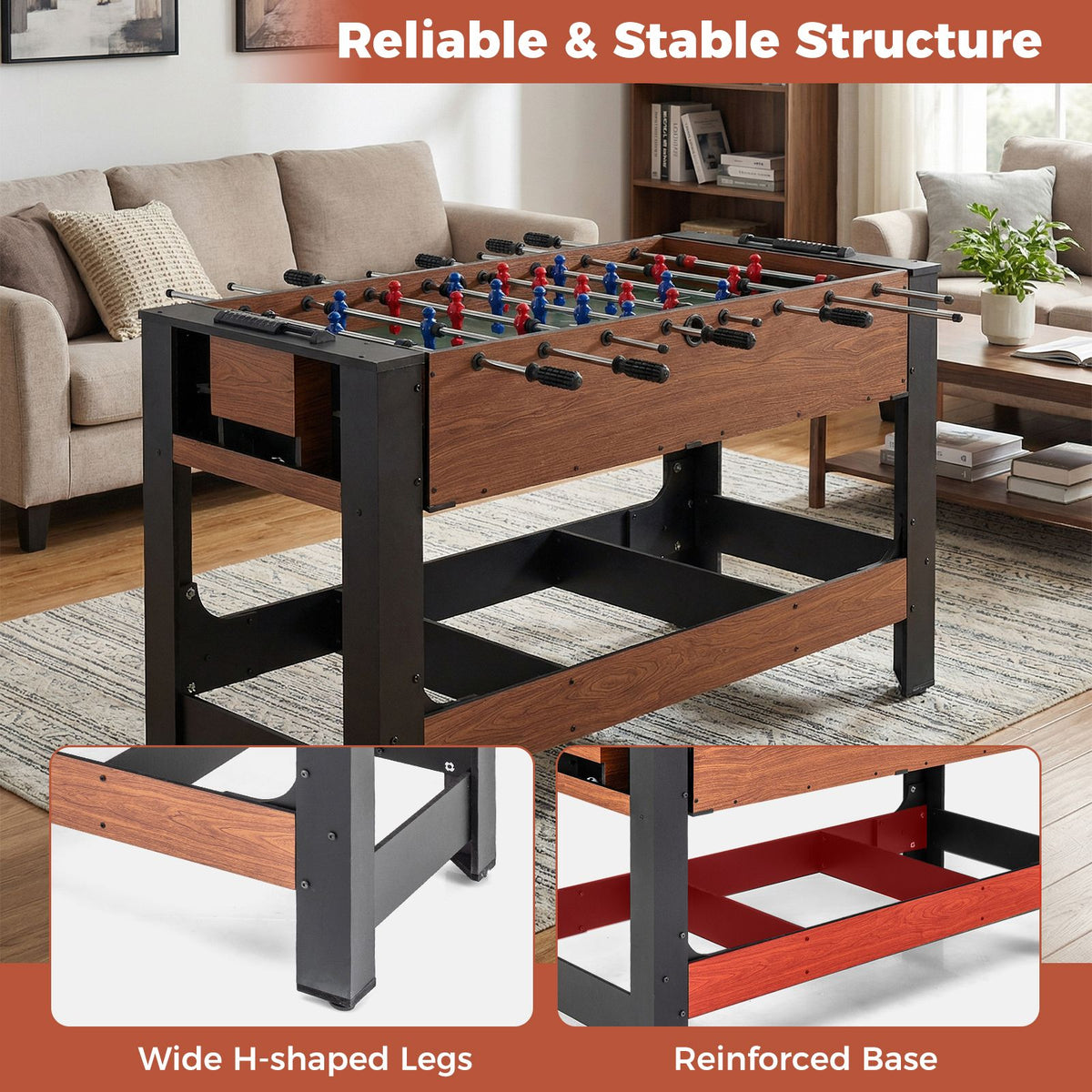 2-in-1 Foosball and Pool Combo with Metal Frame and Game Accessory Pack