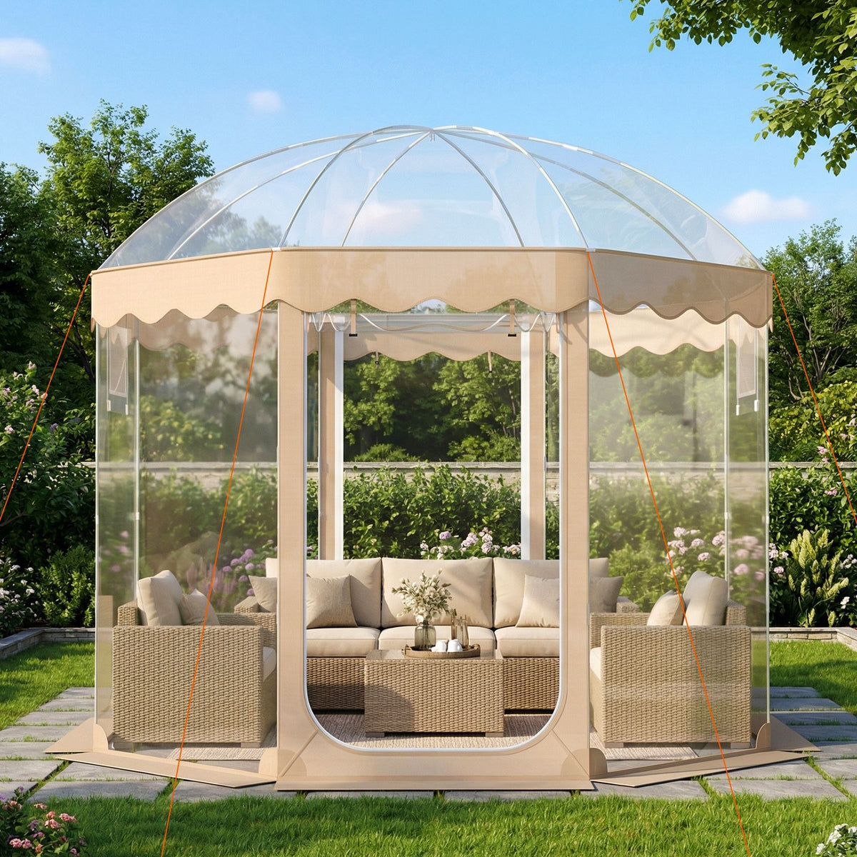 Pop Up Bubble Tent with 540° Panoramic Clear PVC for 8-10 People