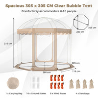 Pop Up Bubble Tent with 540° Panoramic Clear PVC for 8-10 People