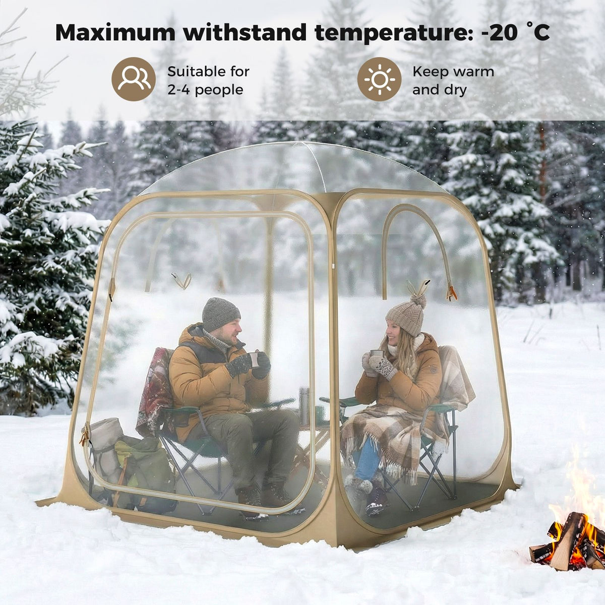 Pop Up Sports Tent with Sealed Floor and Carry Bag for 2-4 Persons