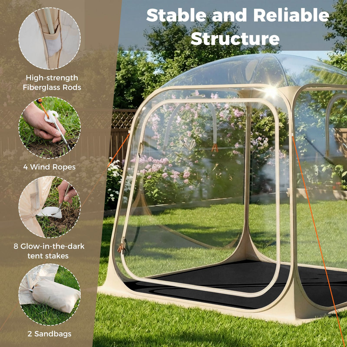 Pop Up Sports Tent with Sealed Floor and Carry Bag for 2-4 Persons