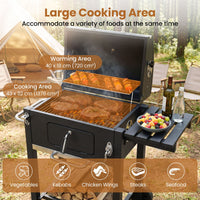 Portable BBQ Grill with Adjustable Charcoal Tray Foldable Side Tables and Built-in Handle