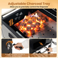 Portable BBQ Grill with Adjustable Charcoal Tray Foldable Side Tables and Built-in Handle