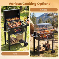 Portable BBQ Grill with Adjustable Charcoal Tray Foldable Side Tables and Built-in Handle