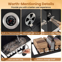 Portable BBQ Grill with Adjustable Charcoal Tray Foldable Side Tables and Built-in Handle