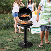 Portable Electric Grill with Warming Tray and 1600W Heating Element