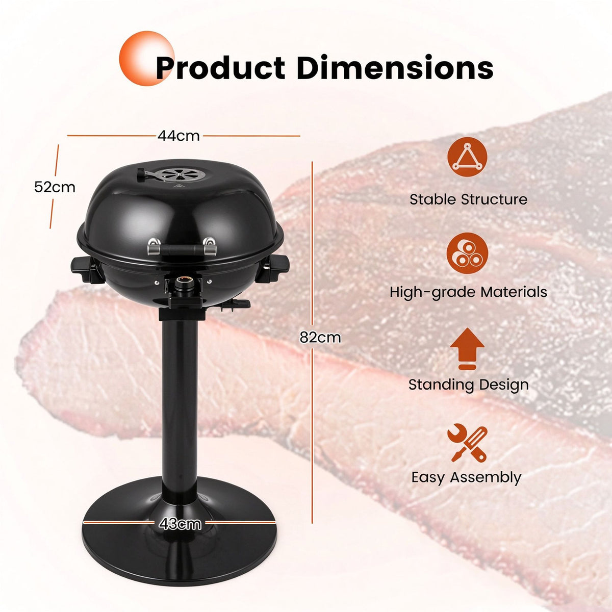 Portable Electric Grill with Warming Tray and 1600W Heating Element