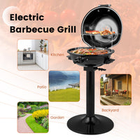 Portable Electric Grill with Warming Tray and 1600W Heating Element
