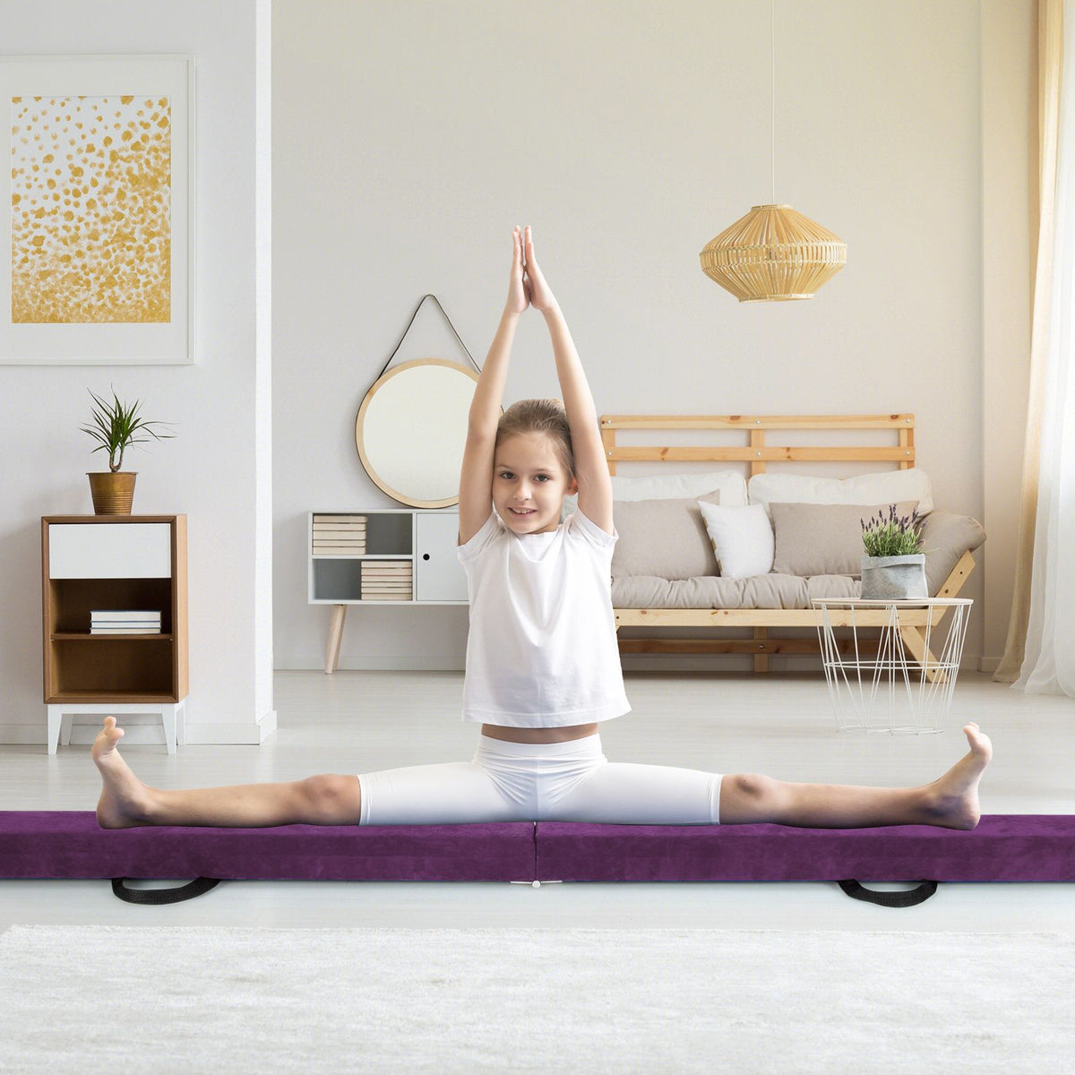 Portable Gymnastic Beam with Anti Slip Bottom and Carry Handle for Home