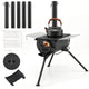 Portable Hot Tent Stove with Chimney & View Glass for Camping Heating Cooking