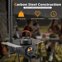 Portable Hot Tent Stove with Chimney & View Glass for Camping Heating Cooking