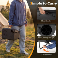 Portable Hot Tent Stove with Chimney & View Glass for Camping Heating Cooking