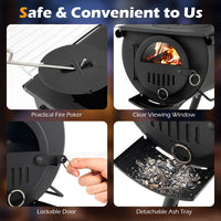 Portable Hot Tent Stove with Chimney & View Glass for Camping Heating Cooking