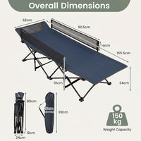 Portable Travel Toddler Cot Bed with Guardrail for Outdoor Indoor